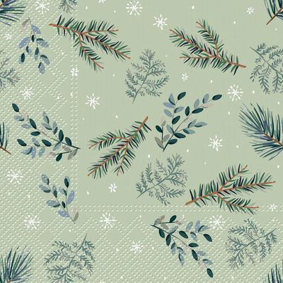 Abbott Collection 88-L-230900 Large Delicate Twigs Napkins. 20 Pack, Green