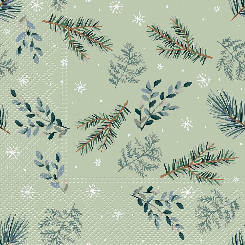 Abbott Collection 88-L-230900 Large Delicate Twigs Napkins. 20 Pack, Green