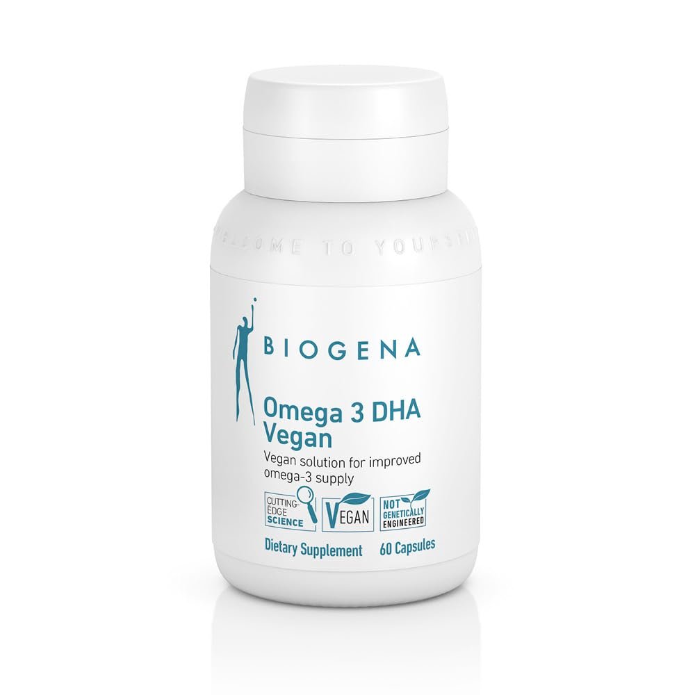 Biogena Omega 3 DHA Vegan: Plant Based Supplement from Algae Oil for Improved Omega-3 Supply (60 Capsules  one a Day)