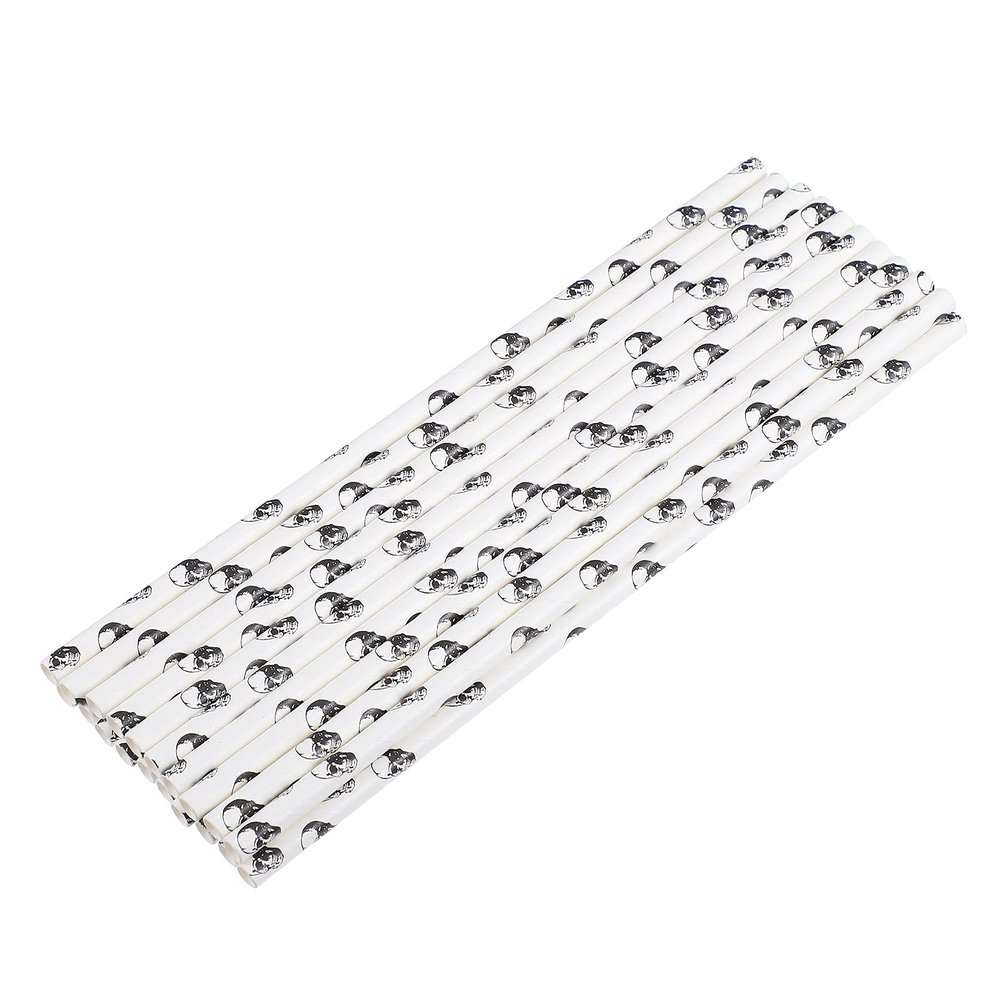 100pcs Halloween Skull Design Disposable Drinking Straws Straws for Parties Birthdays and Fun Creative to Elevate Festive Atmosphere