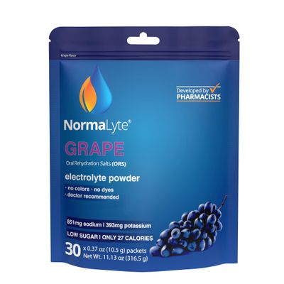 NormaLyte Grape - Electrolyte Powder Packets | Clinically Studied Electrolyte Drink Mix | 30 Count Effective Hydration Sticks