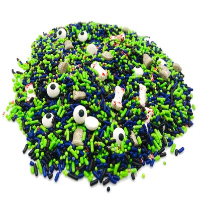 Zombie Grave - 8 Oz Resealable Bag - Halloween Themed Sprinkles - Featuring Grave Stones, Candy Eyes, Bloody Bones, Silver Balls, Jimmies, Crystals, and Nonpareils - Spooky Dessert Decorations