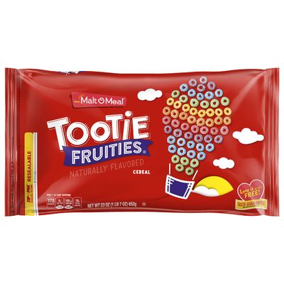 Malt-O-Meal Tootie Fruities Breakfast Cereal for Kids, Colorful and Fruity Family Size Resealable Bag, 23 oz