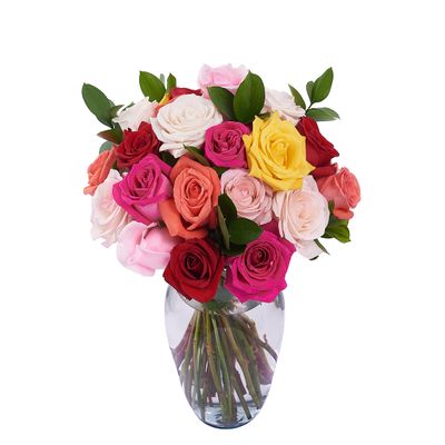 100 Fresh Flowers Every Day Premium Long-Stem Fresh Cut Roses | Cut to Order and Air-mailed Directly to your Home | Anniversaries, Mothers Day, Weddings, Birthdays, New Year.(Assorted Colors)