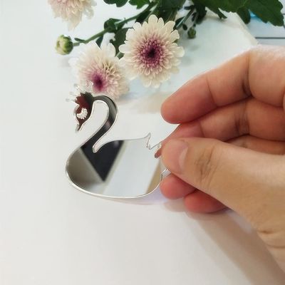 12PCS Mirror Cake Topper, Acrylic Cupcake Charm, Swan Cake Topper,Princess Themed Topper Princess Cupcake Topper (Silver Mirror)