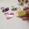 12PCS Mirror Cake Topper, Acrylic Cupcake Charm, Swan Cake Topper,Princess Themed Topper Princess Cupcake Topper (Gold Mirror) view 4