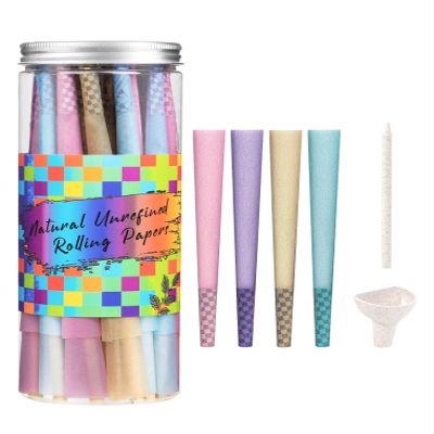 60 PACK Colorful Pre Rolled Cones -Classic King Size Slow Burning cones rolling papers Tips & Packing Tubes Included
