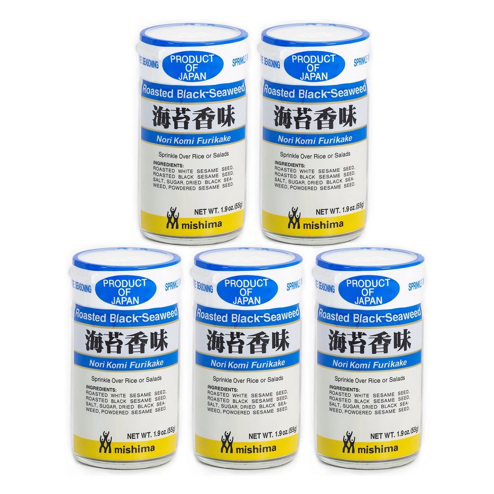 [Mishima] Nori Komi | Furikake Rice Seasoning | Prepared Seaweed and Sesame | Product of Japan (5-pack)