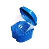 WUMUGE Denture Bath Box Cup, Denture Case with Denture Cleaner Brush Basket Denture Holder for Travel, Retainer Cleaning (Blue) view 1
