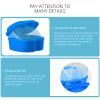 WUMUGE Denture Bath Box Cup, Denture Case with Denture Cleaner Brush Basket Denture Holder for Travel, Retainer Cleaning (Blue) view 4