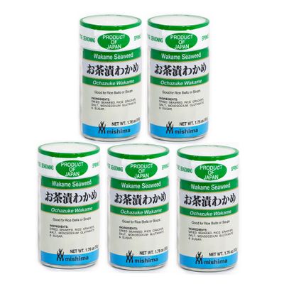 [Mishima] Ochazuke Wakame | Furikake Rice Seasoning | Prepared Seaweed and Sesame | Product of Japan (5-pack)