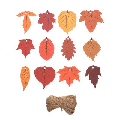 Cabilock 120pcs Decorative Maple Leaves Tags Jute Twine for Thanksgiving Home Decor Festive Packaging and Seasonal Decoration for Parties and Events