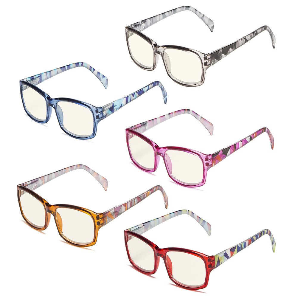 Eyekepper 5 Pack Computer Glasses Digital Eye Strain Prevention Blue Light Filter Reading Glasses +1.50