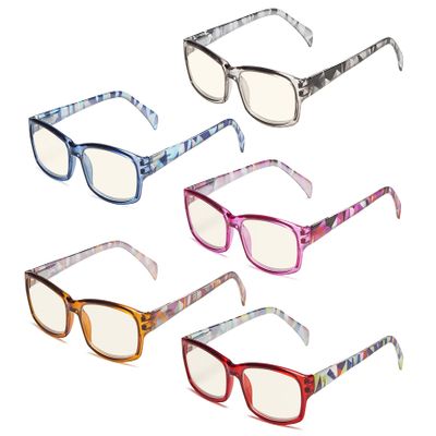 Eyekepper 5 Pack Computer Glasses Digital Eye Strain Prevention Blue Light Filter Reading Glasses +1.25