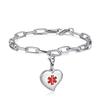 mnmoom Medical Alert Bracelets for Women with stainless steel heart medical id charm pre engraved EPILEPSY (Chic chain) view 1