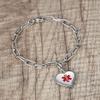mnmoom Medical Alert Bracelets for Women with stainless steel heart medical id charm pre engraved EPILEPSY (Chic chain) view 2
