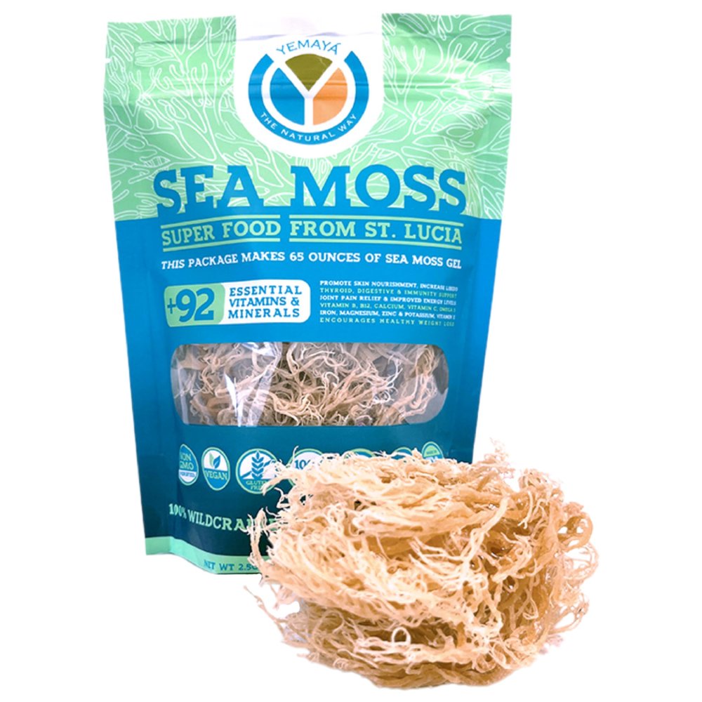 Yemay Organic Dried Sea Moss, Organic Sea Moss Supplement, Raw Sea Moss Wildcrafted to Elevate Immunity | Digestion & More, Gluten & Additive Free | Gold Seamoss, 2.5 oz