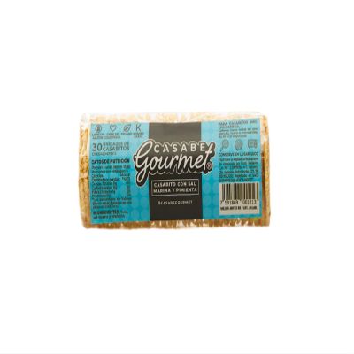 Casabe Gourmet Casabito  Box of 12 packs of Casabe Cracker with Sea Salt and Pepper, of 30 units each pack (70 gr). 100% Yuca Root, Vegan, Gluten-Free, made in Venezuela (840 gr TOTAL)