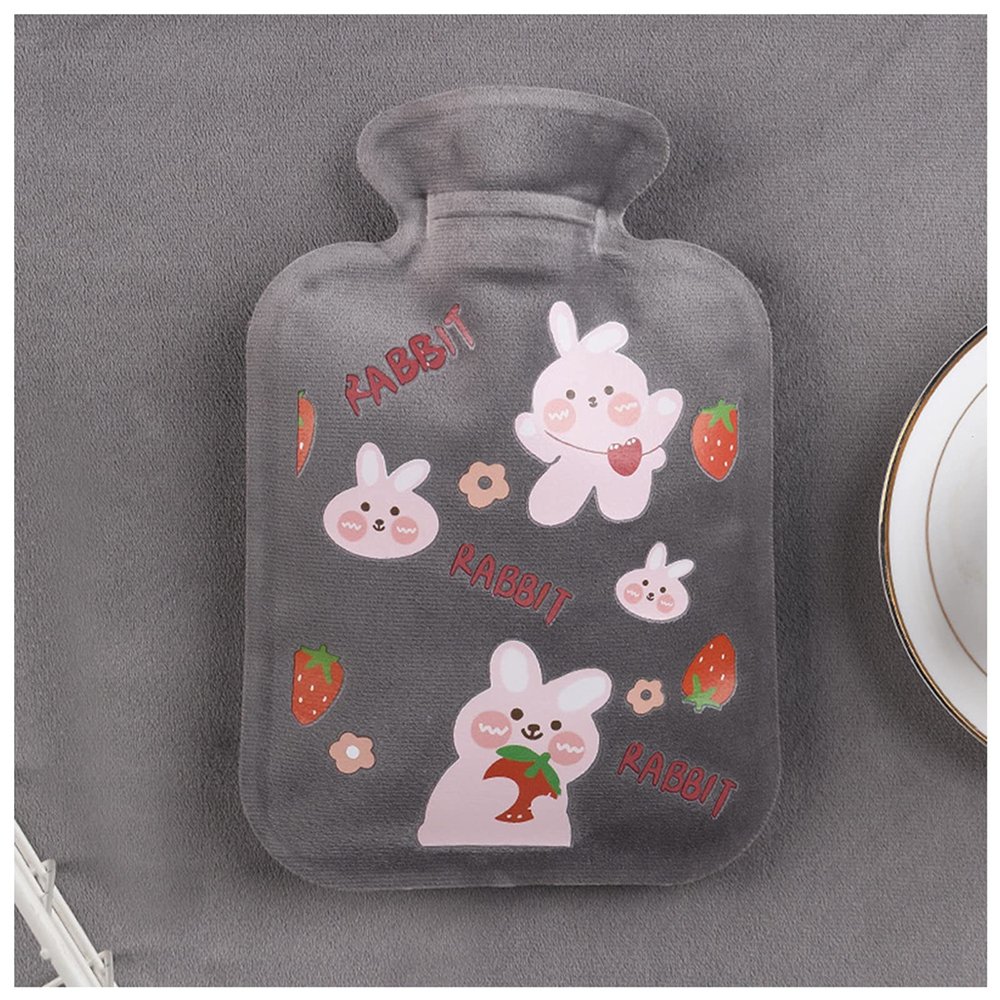 BcofoA Hot Water BagPain Relief Ice Pack with Strap for Hot & Cold Therapy, for Back Shoulder, Neck, Waist, Calves and Hip (Color : Gray Cute Rabbit)