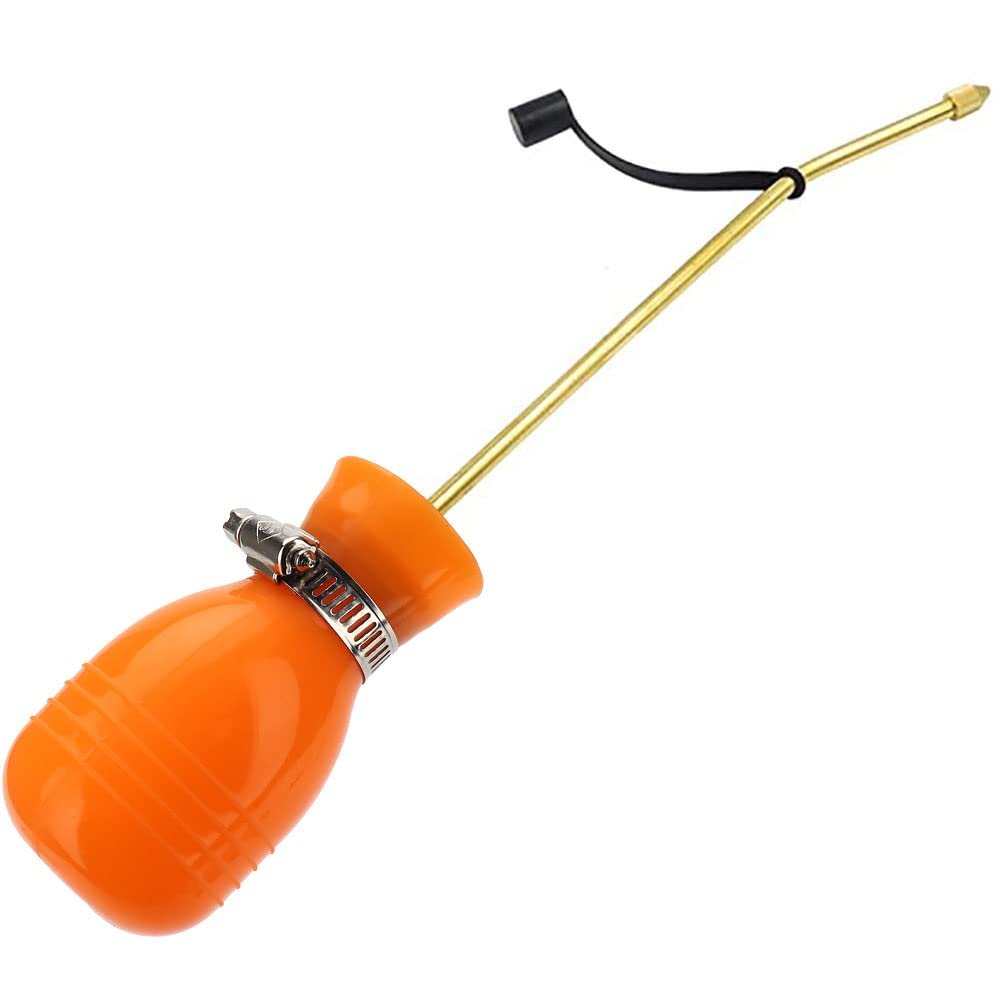 Powder Duster - Large Diatomaceous Earth Bulb Duster Applicator with Long Copper Tube Garden Puffer for Multi-Purpose Indoor and Outdoor Use (Orange)