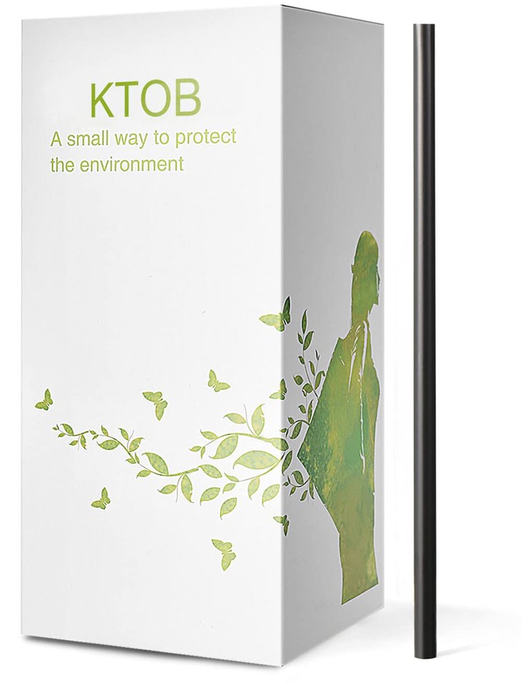 200 Count 100% Compostable Plant-Based PLA Straws-KTOB Biodegradable Black Cocktail Drinking Plasticless Straws-Eco Friendly Plastic Bar Straw