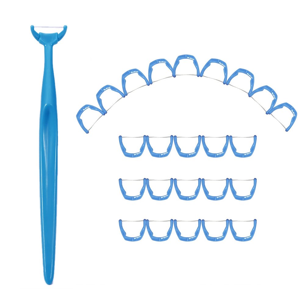 1 Piece Reusable Dental Floss Holder Handle +100 Pieces Replacement Floss Heads Teeth Stick Toothpicks Floss to Clean Between The Tooth