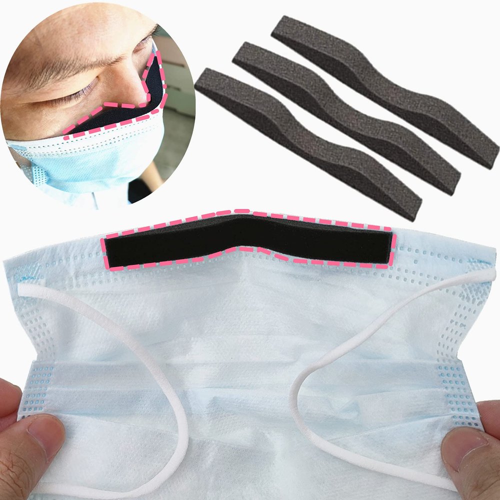 20PCS/Pack Sponge Anti-Fog Nose Bridge Pads Seal Nose Cushion Memory Foam Nose Pads Self-Adhesive Soft Protection Strip Nose Pad for Mask (Black)