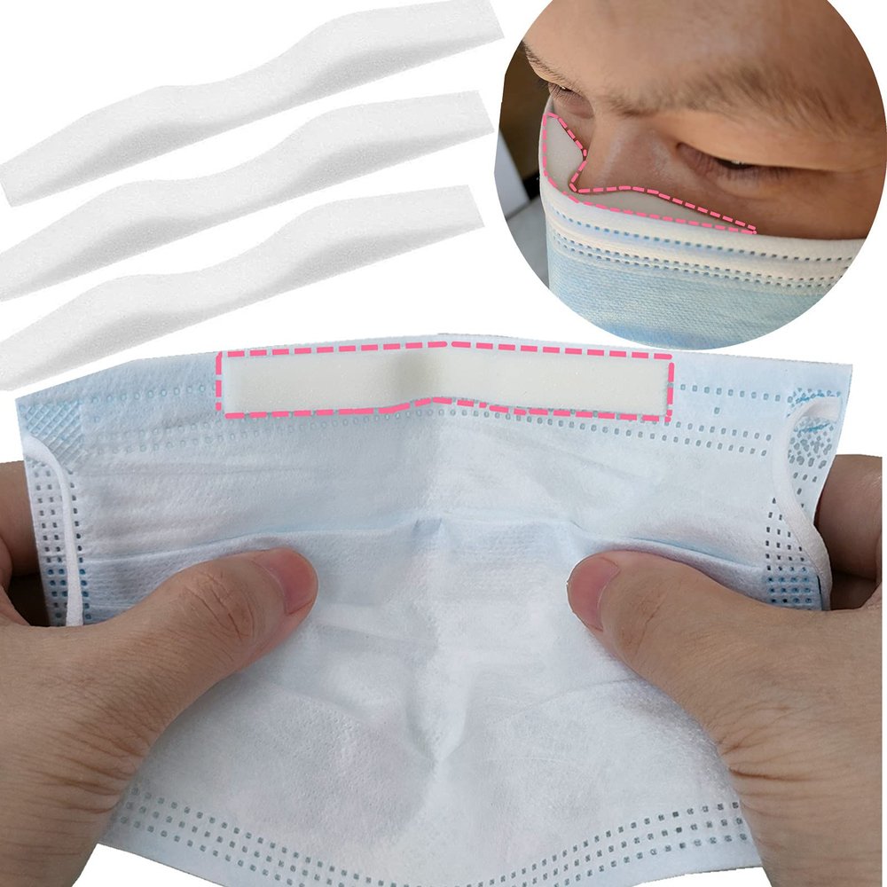 20PCS/Pack Sponge Anti-Fog Nose Bridge Pads Seal Nose Cushion Memory Foam Nose Pads Self-Adhesive Soft Protection Strip Nose Pad for Mask (White)