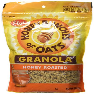 Honey Bunches of Oats Honey Roasted Granola Cereal and Snack, Good Source of Fiber, made with Whole Grain Breakfast Cereal, 11oz (Pack of 5)