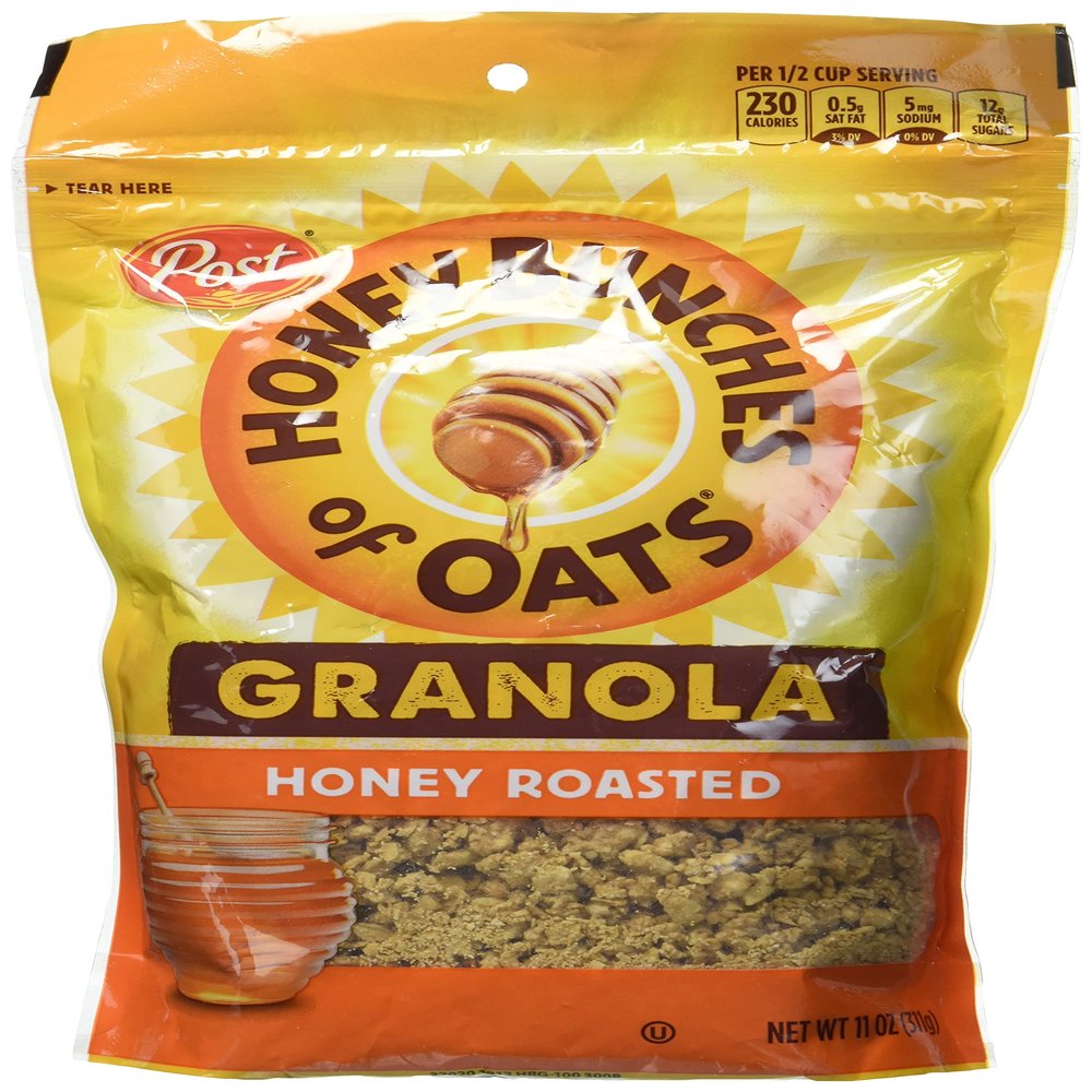Honey Bunches of Oats Honey Roasted Granola Cereal and Snack, Good Source of Fiber, made with Whole Grain Breakfast Cereal, 11oz (Pack of 5)