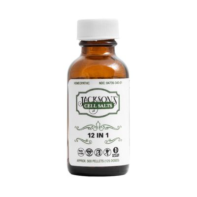 Jacksons 12-in-1 Cell Salt Combo (500 Pellets / 125 Doses)  Certified Vegan, Lactose-Free  Made in USA