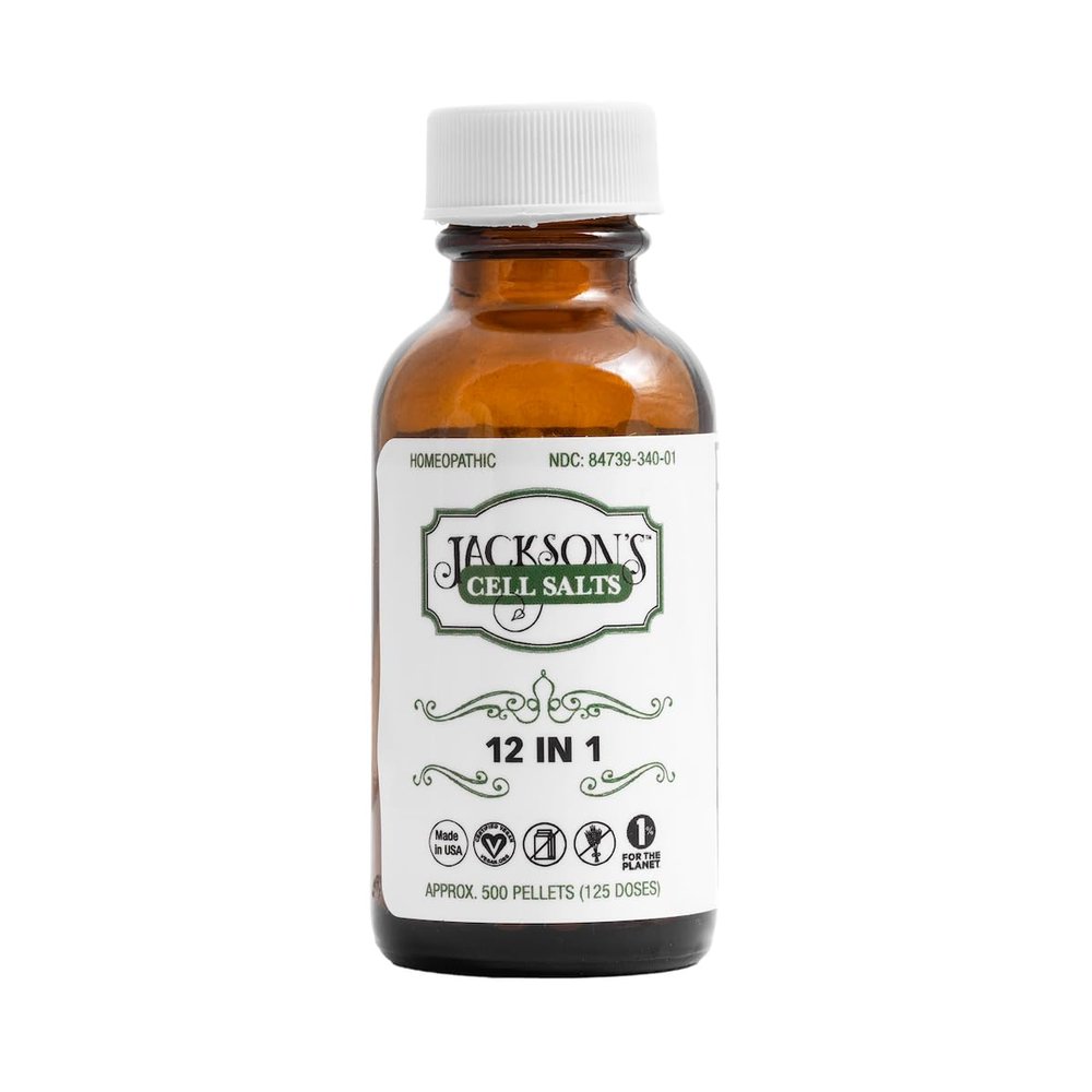 Jacksons 12-in-1 Cell Salt Combo (500 Pellets / 125 Doses) Certified Vegan, Lactose-Free Made in USA