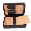 AMANCY Elegant Handmade Black Leather Cedar Wood Lined 4 Cigar Humidor Case with 3 Triple Jet Flame Cigar Lighter and CutterSuitable for Holding Large and Long Cigars view 3