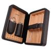 AMANCY Elegant Handmade Black Leather Cedar Wood Lined 4 Cigar Humidor Case with 3 Triple Jet Flame Cigar Lighter and CutterSuitable for Holding Large and Long Cigars view 4