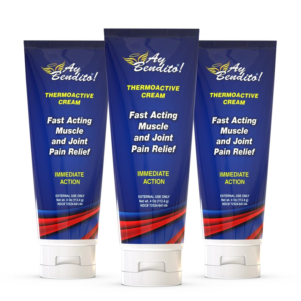 Ay Bendito! Thermoactive Cream for Muscle, Joint, Arthritis Pain Relief - 4oz Tube (3)