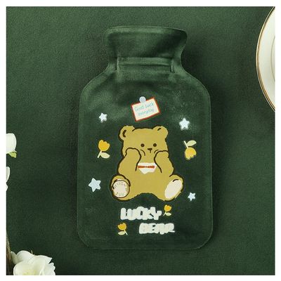 BcofoA Hot and Cold Water Bottle with Soft and Fluffy lid, Luxury hot Water Bottle for Pain Relief, Back, Comfortable Artificial Fur Warming Bed for Cold feet (Color : Happy Bear)