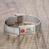 mnmoom Medical Alert Bracelets for Men & Women Adjustable Stainless Steel Mesh Medical ID Bracelets with engraved dnr-Silver view 3