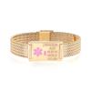 mnmoom Medical Alert Bracelets for Women Adjustable Stainless Steel Mesh lymphedema alert Bracelets with engraved NO BP/IV/NEEDLES THIS ARM-gold view 1