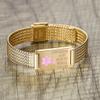 mnmoom Medical Alert Bracelets for Women Adjustable Stainless Steel Mesh lymphedema alert Bracelets with engraved NO BP/IV/NEEDLES THIS ARM-gold view 3
