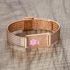 mnmoom Medical Alert Bracelets for Women Adjustable Stainless Steel Mesh lymphedema alert Bracelets with engraved NO BP/IV/NEEDLES THIS ARM-rose gold view 3