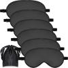 6 Pieces Natural Silk Sleep Mask Soft Eye Mask Adjustable Strap Blindfold Eyeshade Smooth Comfortable Eye Cover with Bag for Sleeping(Black) view 1