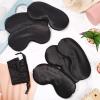 6 Pieces Natural Silk Sleep Mask Soft Eye Mask Adjustable Strap Blindfold Eyeshade Smooth Comfortable Eye Cover with Bag for Sleeping(Black) view 4