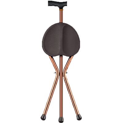 HYHMJ-Walking Stick Chair 380 lbs Capacity 3 Legs Cane Seat Non-Slip Handle Stable Portable Canes Stool Elderly Disabled Walking Aid,Brown