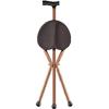 HYHMJ-Walking Stick Chair 380 lbs Capacity 3 Legs Cane Seat Non-Slip Handle Stable Portable Canes Stool Elderly Disabled Walking Aid,Brown view 1