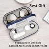 Muf 2 in 1 Contact Lens Case and Glasses Case, Double Sided Design with Mirror, Portable Travel Kit with Tweezer, Remover and Solution Bottle, Blue view 4