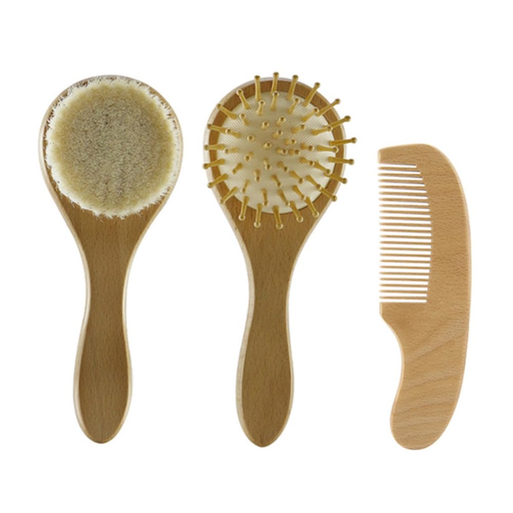 Beaupretty 3pcs Multi-use Woolen Brush Gentle Scalp Wooden Handle for Safe Grooming and Comfort