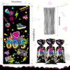 100 Pieces 1980s Party Treat Bags 80s Candy favors Neon Retro 1980s Birthday Cellophane Plastic Goodie Bags with 100 Silver Ties Back to The I Love Retro Themed Decorations for 80s Theme Party view 2