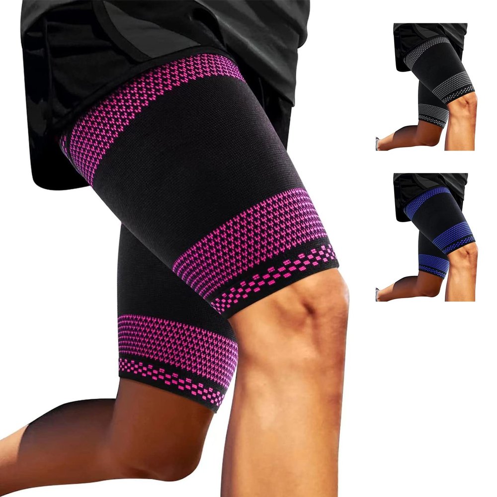 ABYON Thigh Compression Support Sleeves (1 Pair), Thigh Brace Breathable Elastic for Hamstring Quadricep Pain Relief, Anti Slip Upper Leg Sleeves for Men and Women