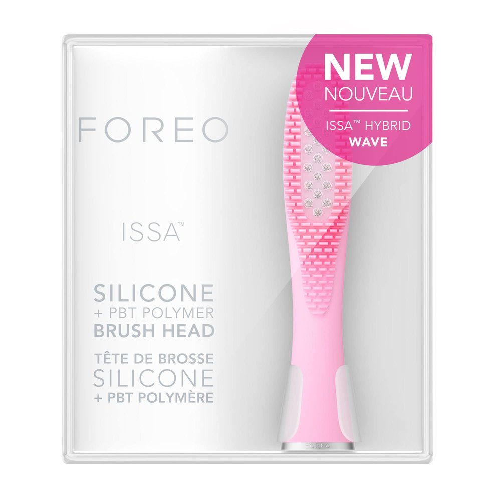 FOREO ISSA Hybrid Wave Brush Head Pink, Medical-Grade Silicone & PBT Polymer Bristles, 6 Months Lasting