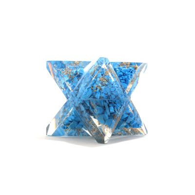 Jet Authentic Turquoise Large 4 Inch Orgone Merkaba Gemstones Copper Metal Mix Rare Healing Positive Energy Tetrahedron (Turquoise)